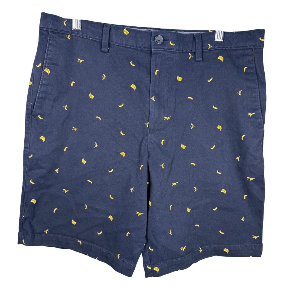 Banana Republic Aiden Shorts 35 Blue Banana‎ Print Chino Casual Preppy Fun